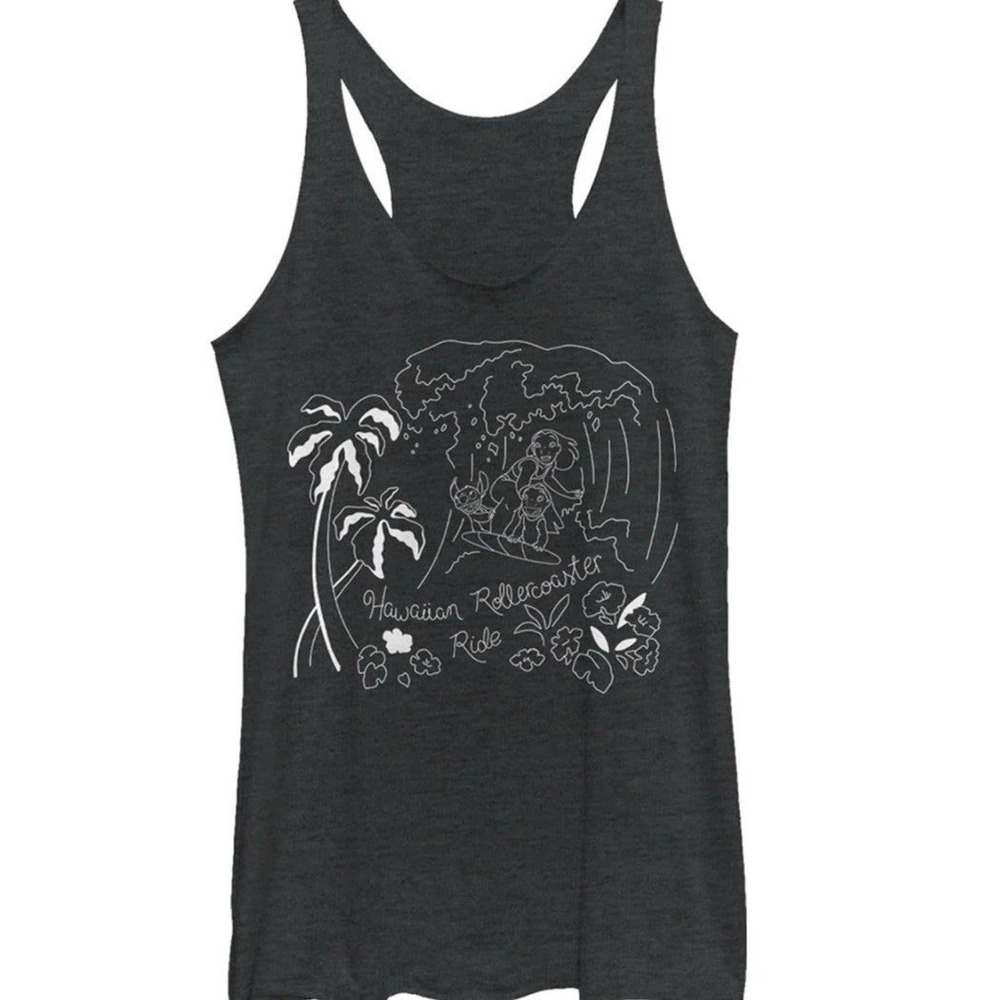 NWT Disney Lilo & Stitch Surf Tank Top Womens Small Gray Racerback C152